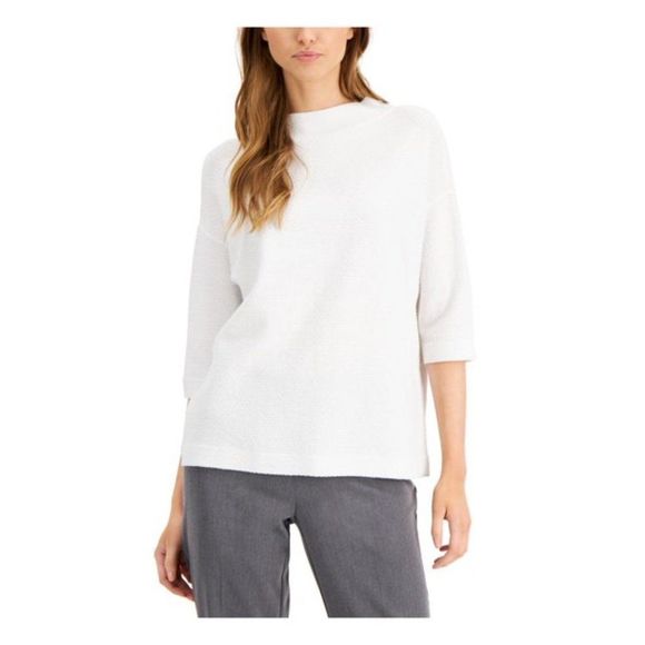 Alfani Elbow-Sleeve Sweater White Glitter Top XXL NWT - Picture 1 of 5